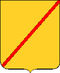 D'or au bâton en barre de
gueules