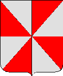 Gironné d'argent et de
gueules