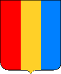 Tiercé en pal de gueules,
d'or et d'azur